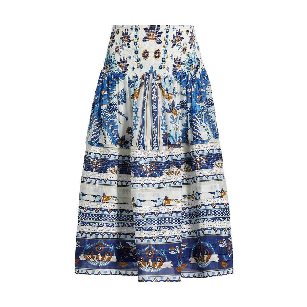NEW FARM RIO ana tapestry cotton midi skirt in blue/white - Picture 7 of 7